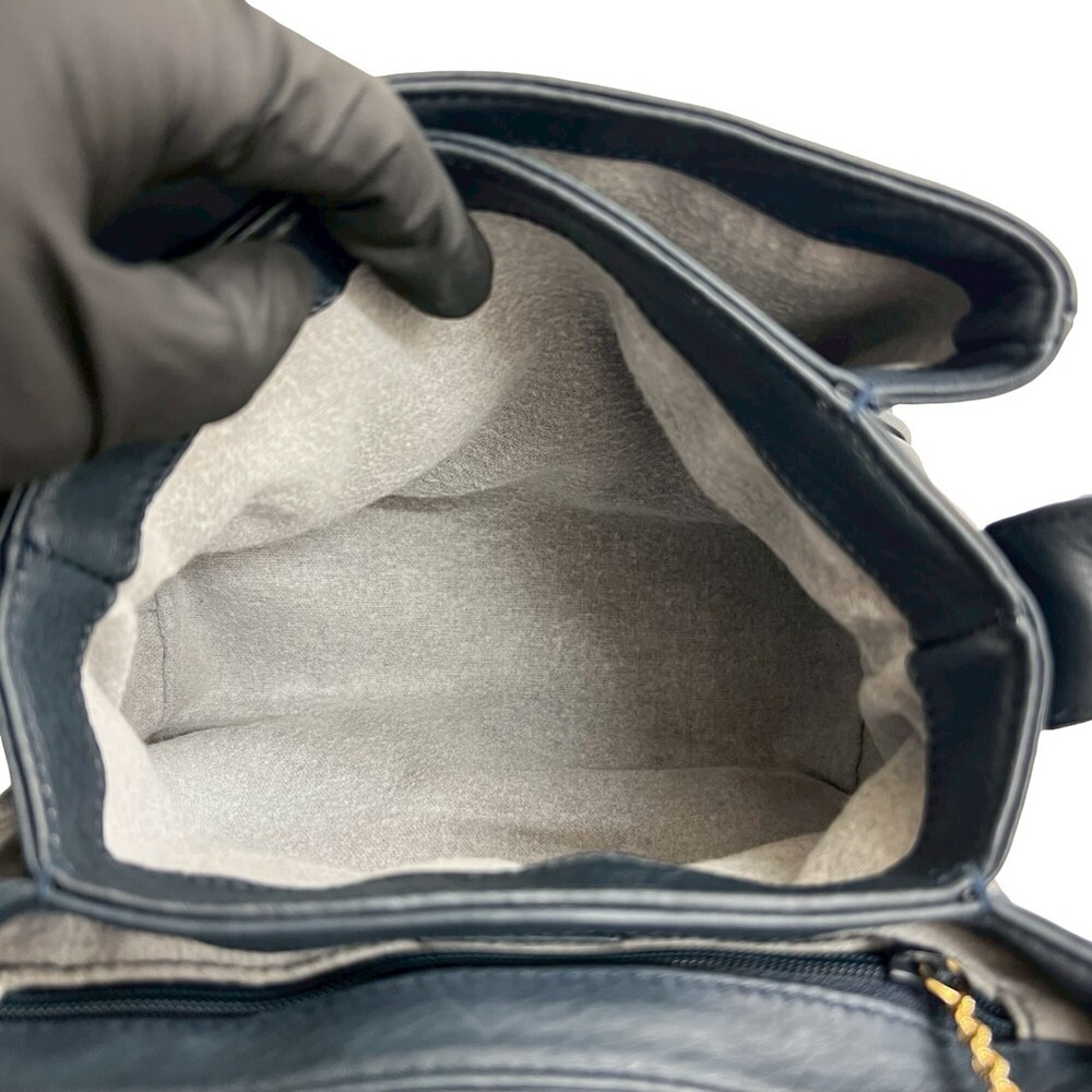 GUCCI (Old Gucci) Vintage Horseshoe Leather Shoulder Bag/Pochette, Navy, i36-8 - Picture 9 of 10